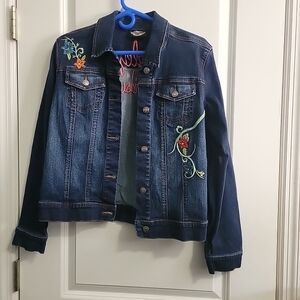 Gorgeous Harley-Davidson Dark Blue Embroidered Denim Jacket